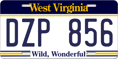 WV license plate DZP856