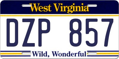 WV license plate DZP857