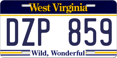 WV license plate DZP859