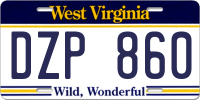 WV license plate DZP860