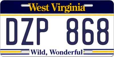 WV license plate DZP868