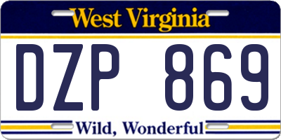 WV license plate DZP869