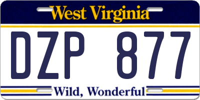 WV license plate DZP877