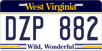 WV license plate DZP882