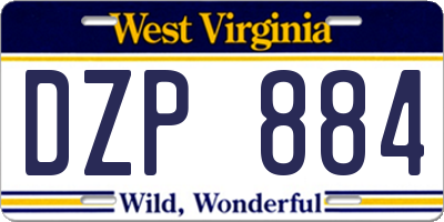 WV license plate DZP884