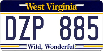 WV license plate DZP885