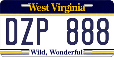 WV license plate DZP888