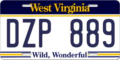 WV license plate DZP889