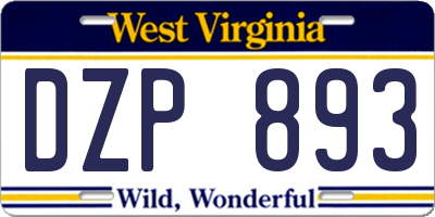 WV license plate DZP893