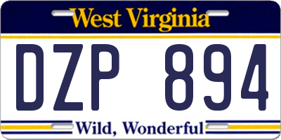 WV license plate DZP894