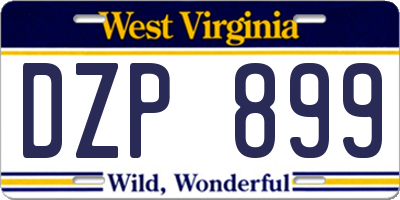 WV license plate DZP899