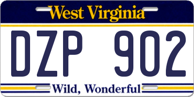WV license plate DZP902