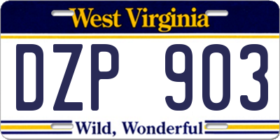 WV license plate DZP903