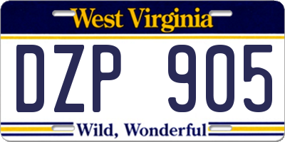 WV license plate DZP905