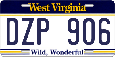 WV license plate DZP906
