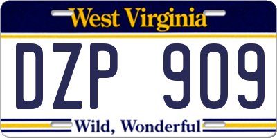 WV license plate DZP909