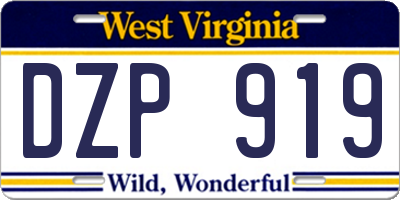 WV license plate DZP919