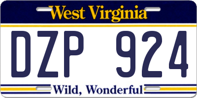 WV license plate DZP924