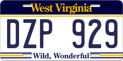 WV license plate DZP929
