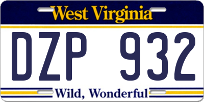 WV license plate DZP932