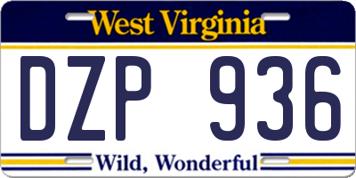 WV license plate DZP936