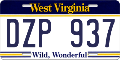 WV license plate DZP937