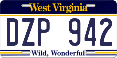 WV license plate DZP942