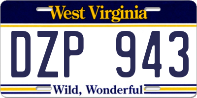 WV license plate DZP943