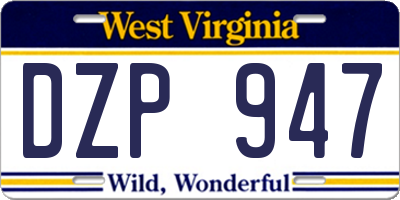 WV license plate DZP947