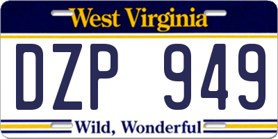 WV license plate DZP949