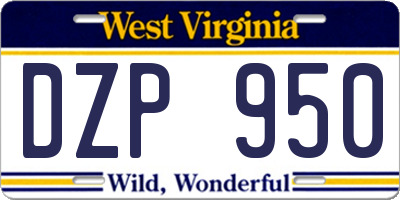 WV license plate DZP950