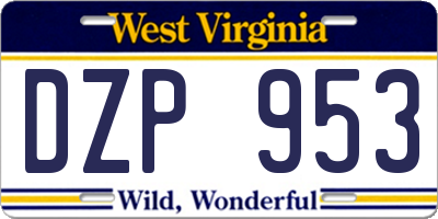 WV license plate DZP953