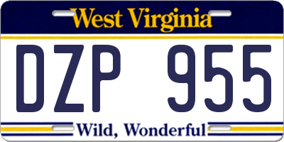 WV license plate DZP955