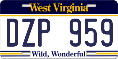 WV license plate DZP959