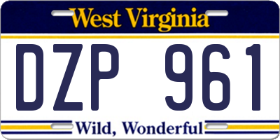 WV license plate DZP961