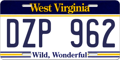 WV license plate DZP962