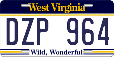 WV license plate DZP964