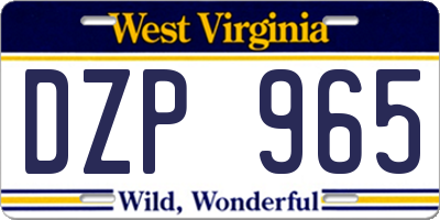 WV license plate DZP965