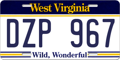 WV license plate DZP967