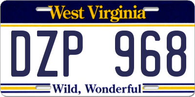 WV license plate DZP968
