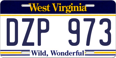 WV license plate DZP973