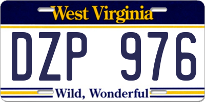 WV license plate DZP976