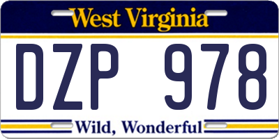 WV license plate DZP978