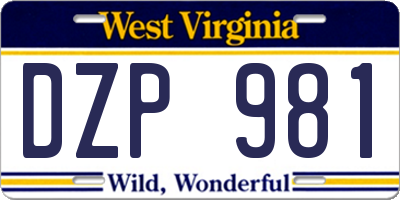 WV license plate DZP981