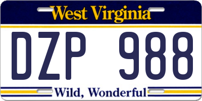 WV license plate DZP988