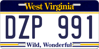 WV license plate DZP991