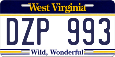 WV license plate DZP993