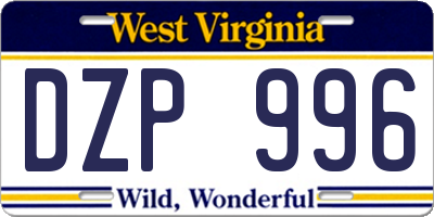 WV license plate DZP996