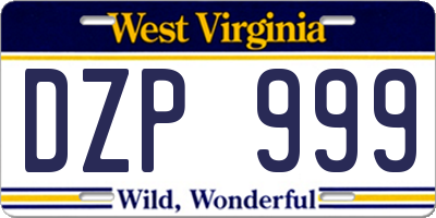 WV license plate DZP999