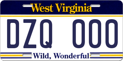 WV license plate DZQ000